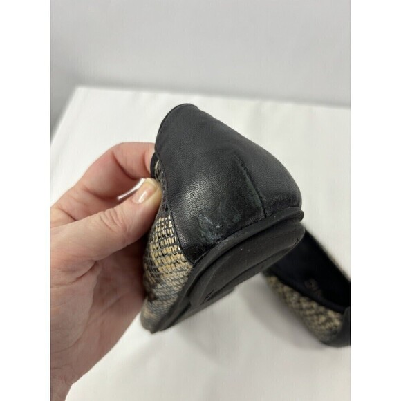 Vionic Minna Ballet Flats Size 6.5 Black Cream Reptile Print Leather Cap Toe - Picture 7 of 16
